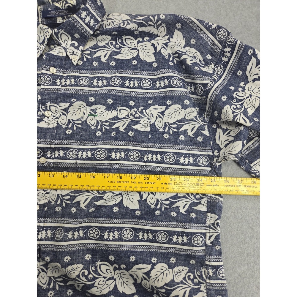 Tommy Hilfiger Shirt Mens Large Blue White Floral Hawaiian Button Up - Picture 6 of 7
